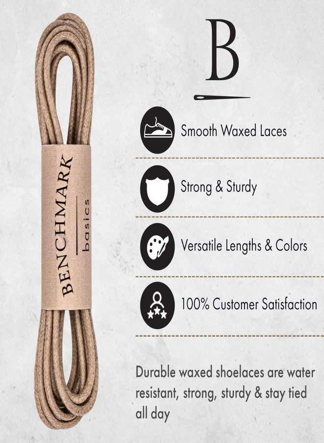 Benchmark Basics Dress Shoe Laces - 1/16" (1.5mm) Round Waxed Cotton Shoelaces - Choice of Color & Length - 30", 33" or 36" (33", Tan) - Image 4